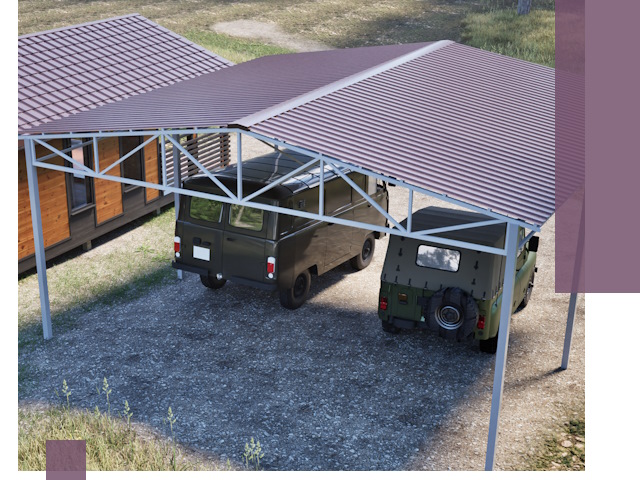 Двускатные навесы под ключ в Надыме — изготовление и монтаж